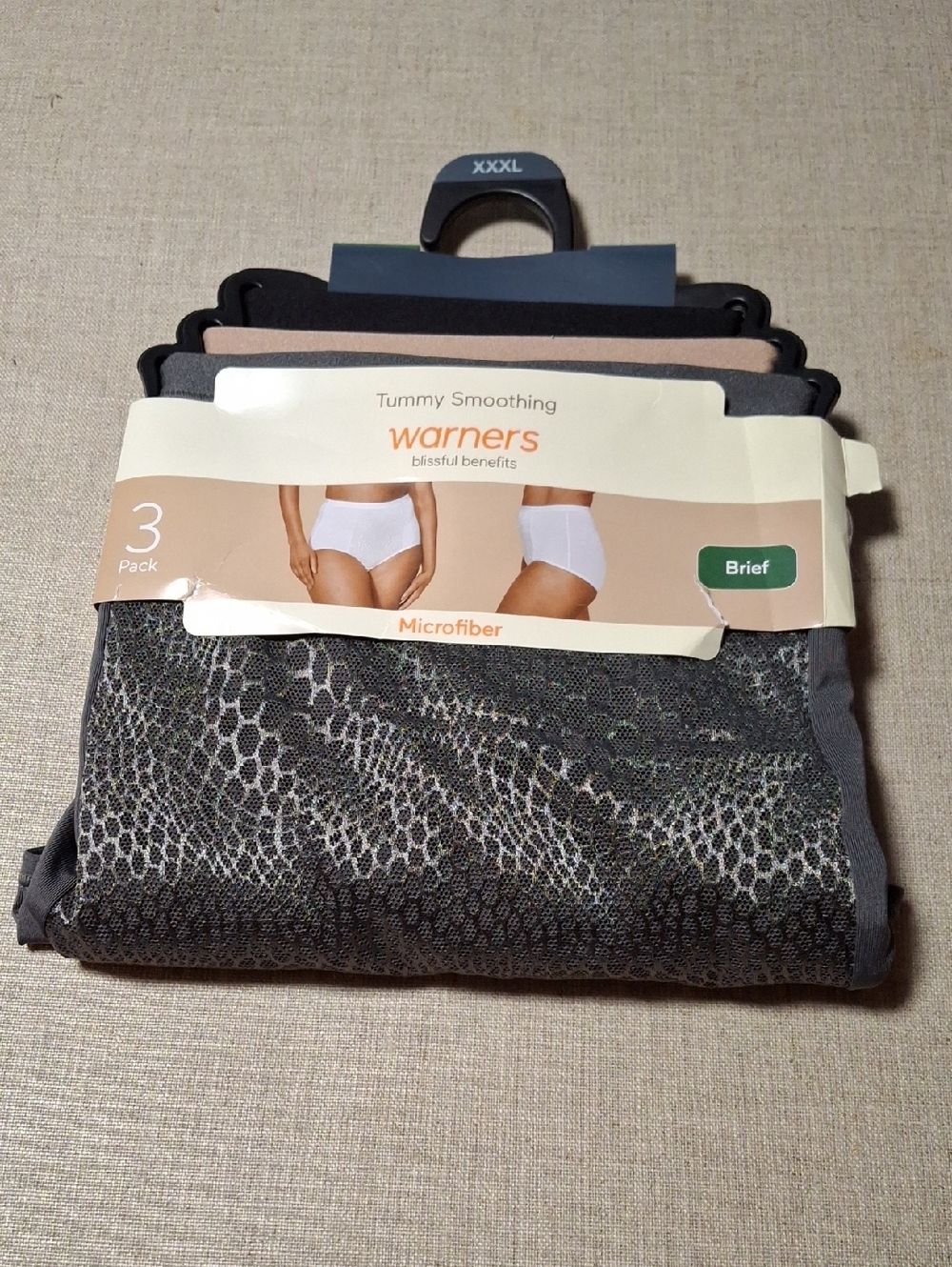 Warner's Tummy Smoothing Briefs - Black, Gray, Brown (3 Pack) Size 3x